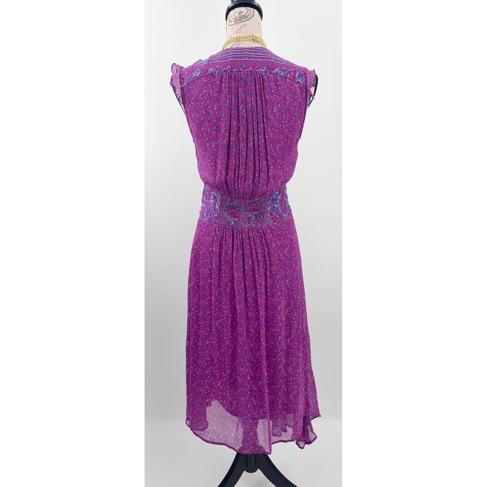 B15 Ba&sh Meryl Midi Dress Womens M Floral Ruffle Asymmetrical Wedding Guest - Picture 7 of 10